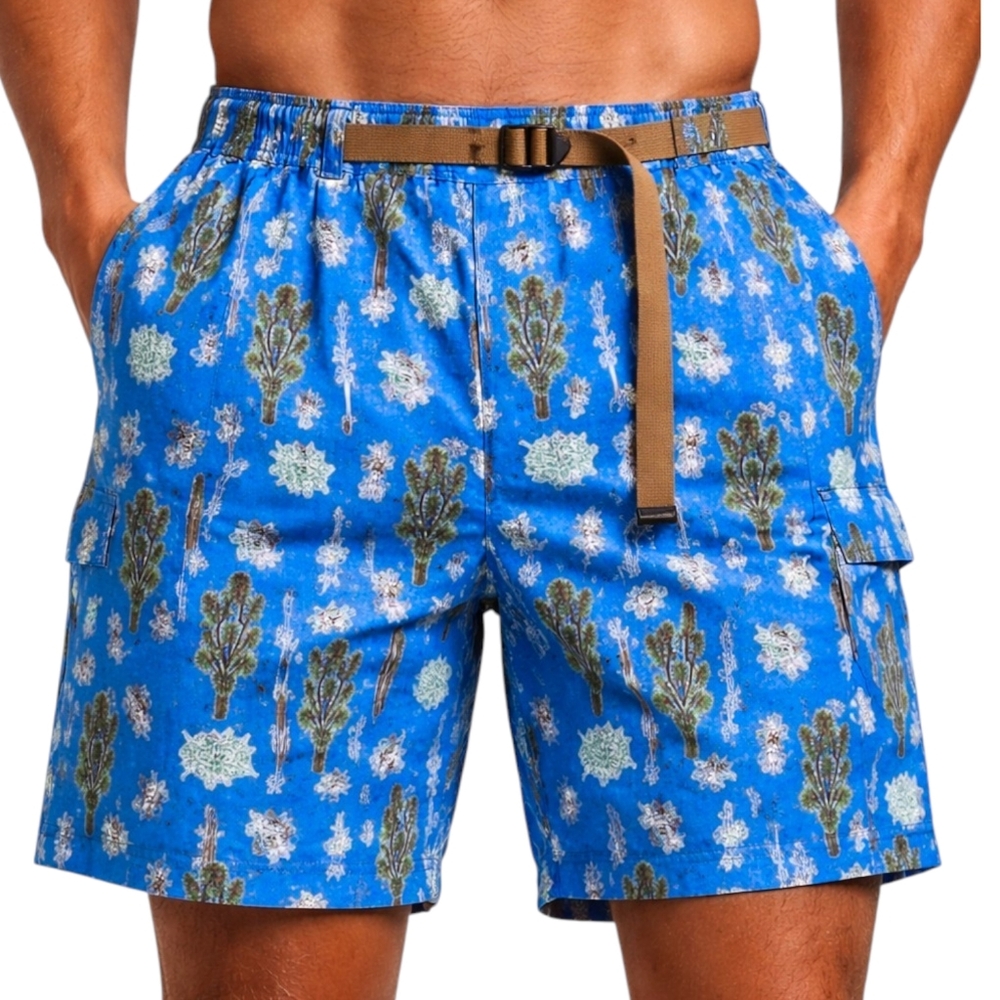 The North Face XXL Hiking Shorts Super Sonic Blue Cactus Belted Class V Western